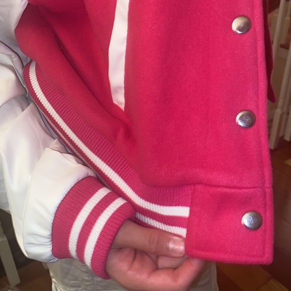 Barbie Pink Varsity Letter Baseball Jacket Love Tree Coat Large - Picture 5 of 13
